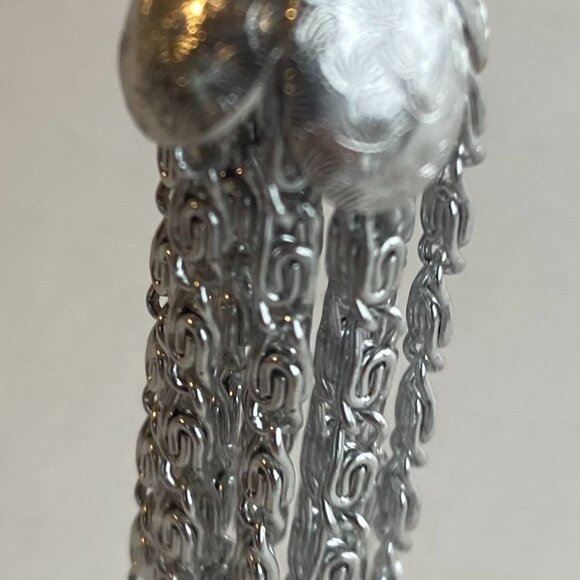 Lightweight Multi-Strand Silver Necklace and Matching Pierced Dangle Earrings - Picture 10 of 10